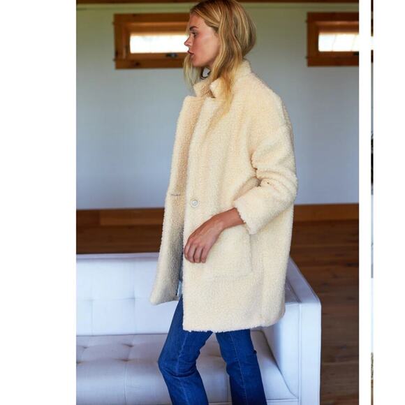 Emerson Fry Teddy Bear Coat In Ivory Size Large Oversized Fit - Picture 10 of 14